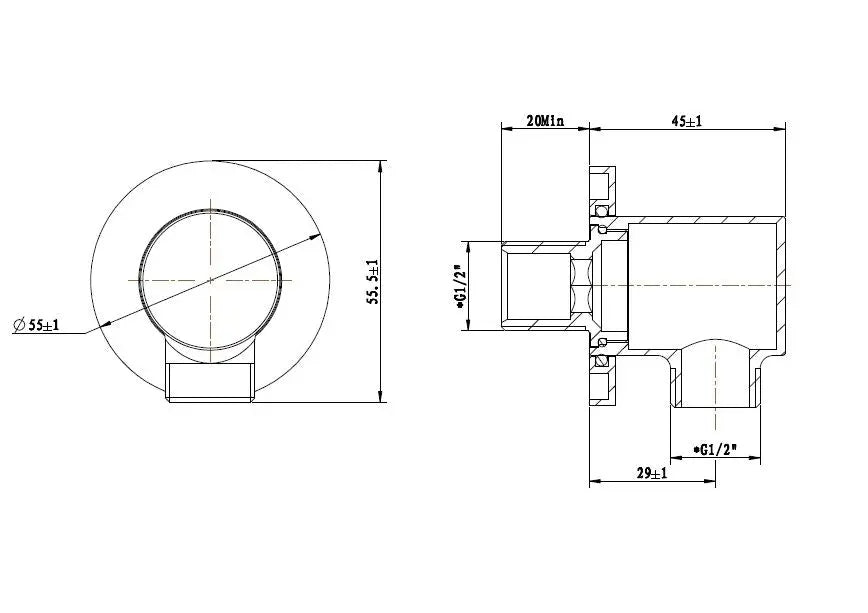 UniMatch wandaansluitbocht rond 1/2" geborsteld messing PVD