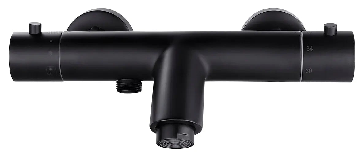 Rio thermostatische badmengkraan 15 cm mat zwart