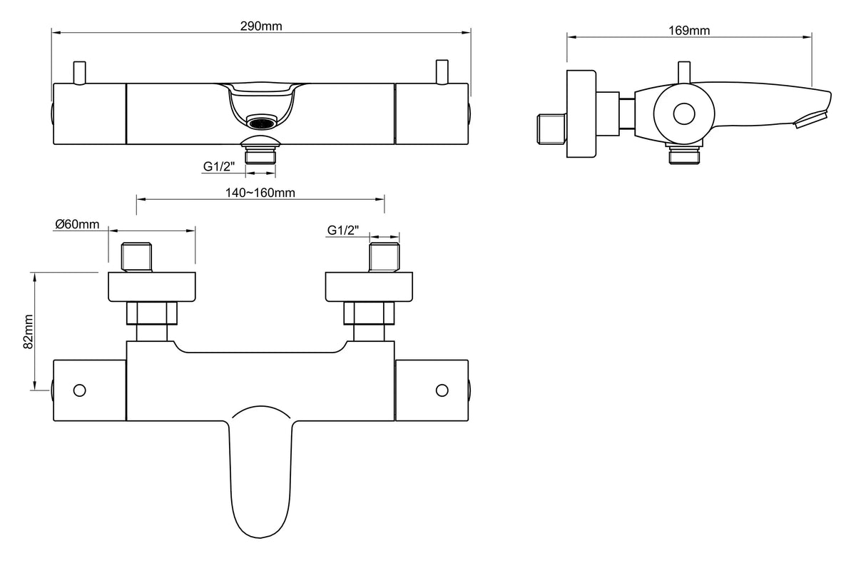 Caral thermostatische badmengkraan geborsteld brons koper PVD