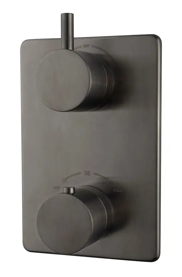 Caral afbouwdeel inbouwthermostaat 2 weg gunmetal PVD
