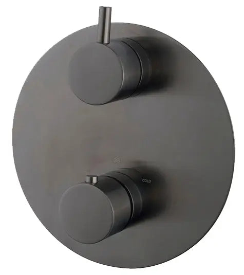 Caral afbouwdeel rond inbouwthermostaat 2 weg gunmetal PVD