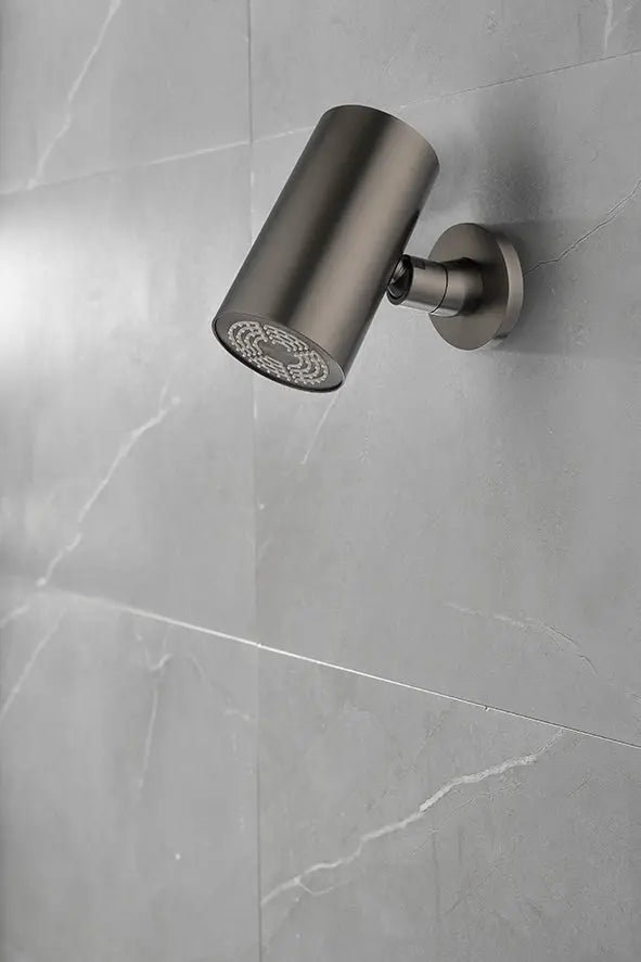 UniMatch Beam hoofddouche rond 1 stand met muurbevestiging gunmetal PVD