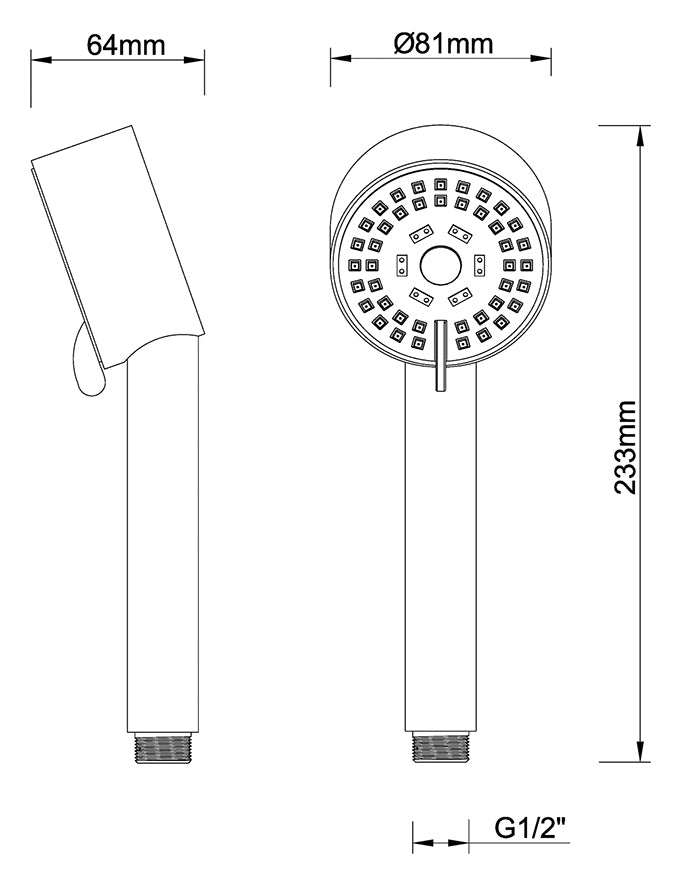 UniMatch Cadans handdouche 3 standen Ø 8 cm gunmetal PVD