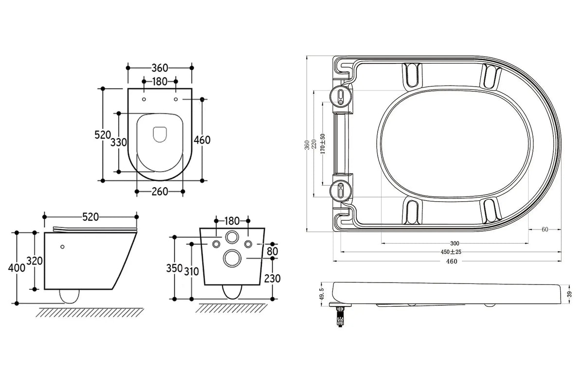Vesta wandcloset rimless met bidetkraan koud water met Vesta toiletzitting glans wit
