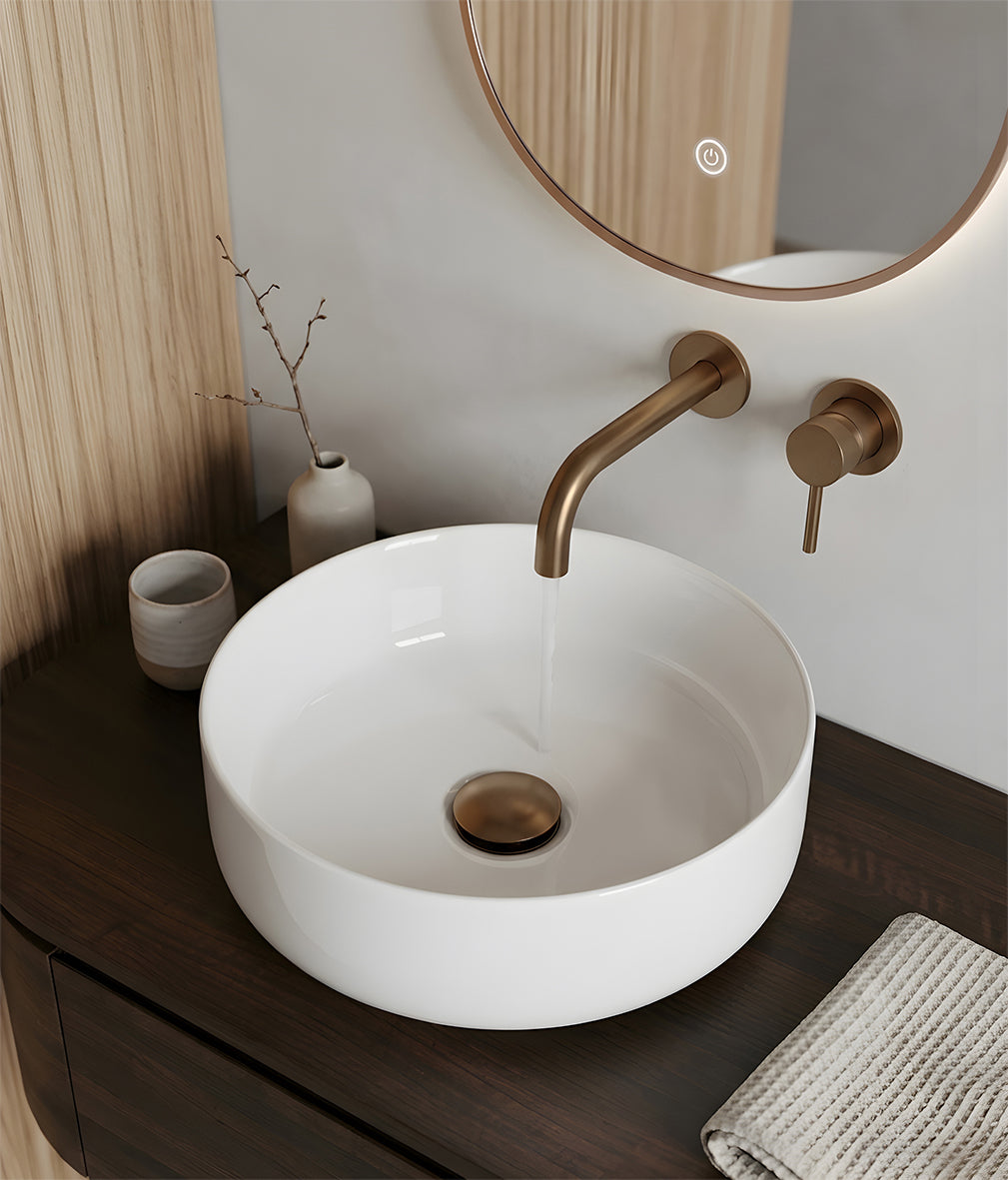 Wiesbaden colosso waskom rond 36 x 12 cm keramiek glans wit