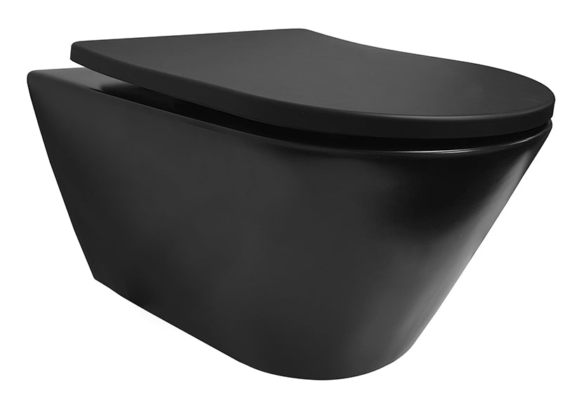 Stereo wandcloset rimless met Shade slim toiletzitting softclose en quick release mat zwart