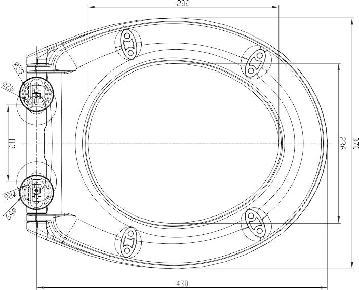 Xellanz Trevi wandcloset rimless met Ultimo 3.0 toiletzitting softclose en quick release glans wit, maattekening