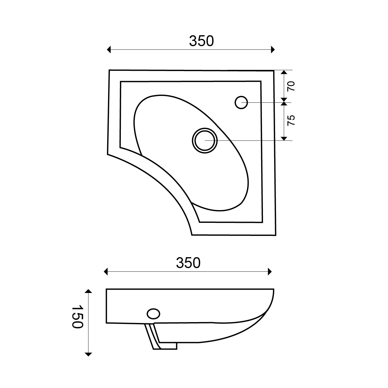 one-Pack Trevi hoekfontein compleet wit