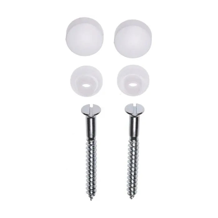Potschroevenset zonder plug 2 stuks verzinkt 6 x 60 mm afdekdop wit
