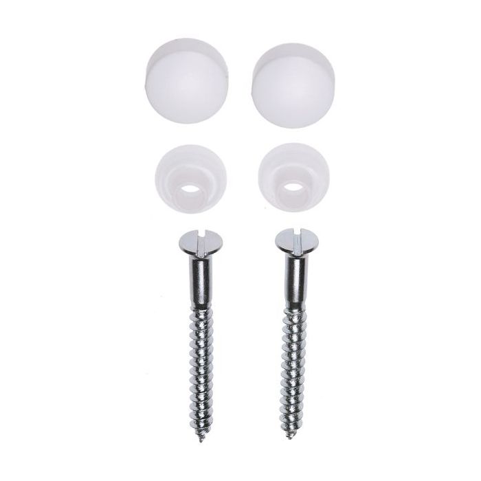 Potschroevenset zonder plug 2 stuks verzinkt 6 x 70 mm afdekdop wit