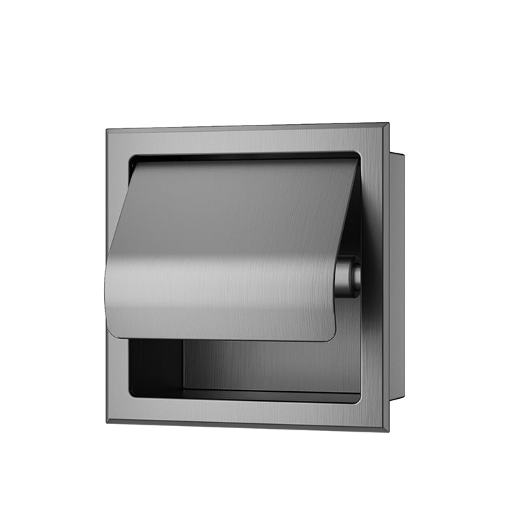 Rocko toiletrolhouder met klep inbouw gunmetal PVD