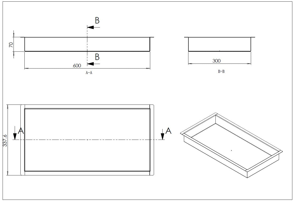 Demis inbouwnis 30 x 60 x 7 cm geborsteld brons koper PVD