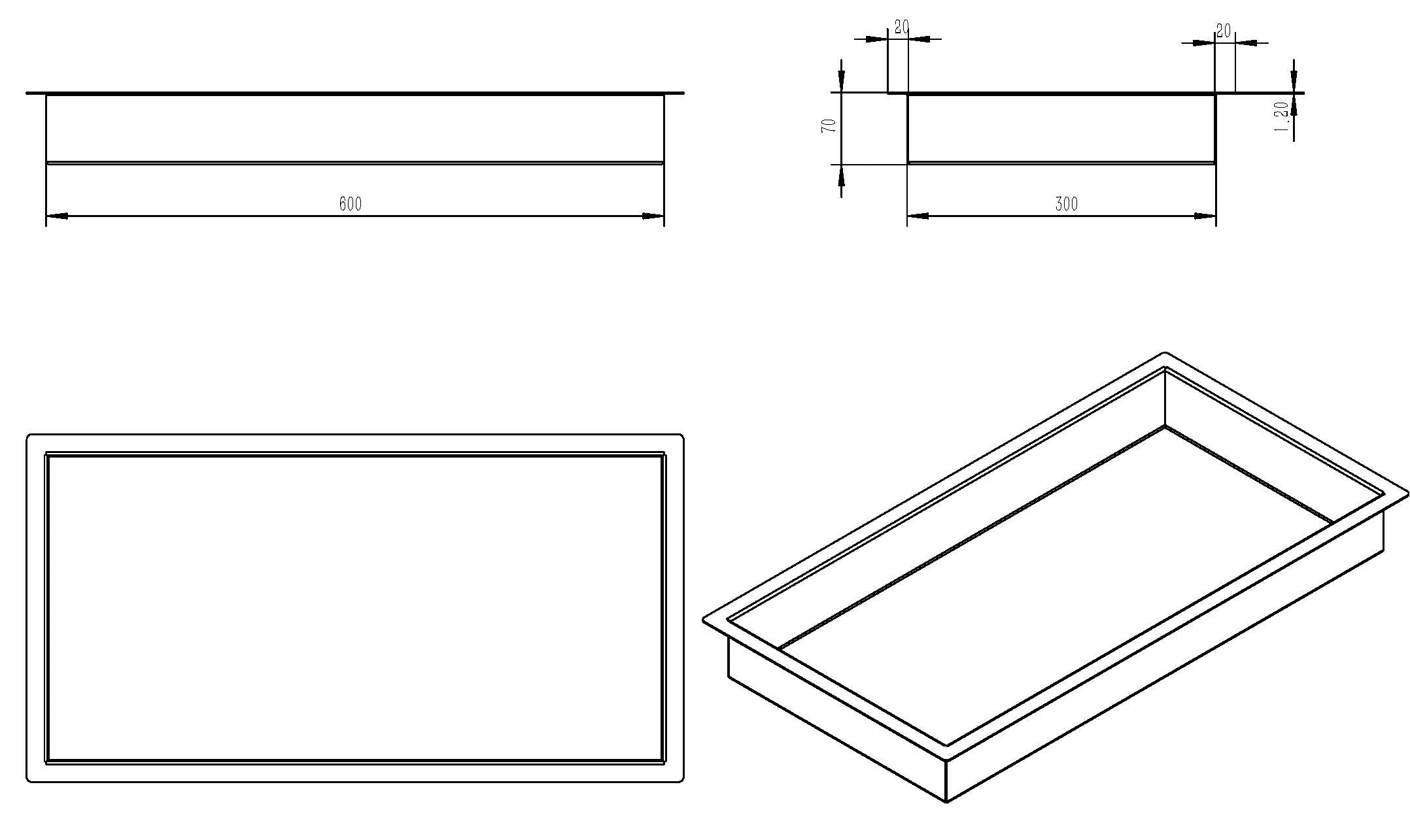 Demis inbouwnis 30 x 60 x 7 cm mat wit