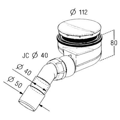 Turboflow douchebaksifon voor afvoergat 90mm chroom