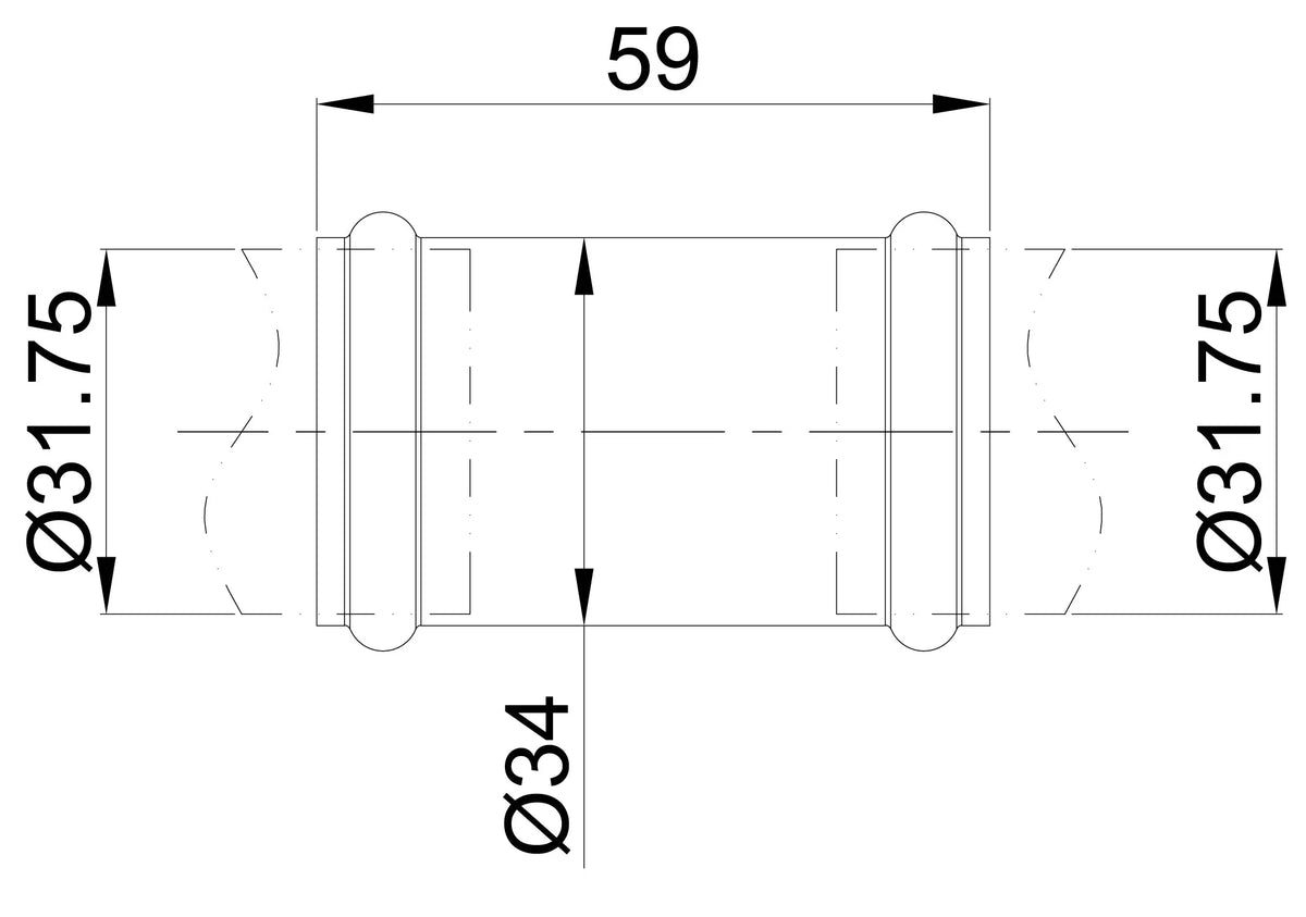 UniMatch buisverbinder 32 mm chroom