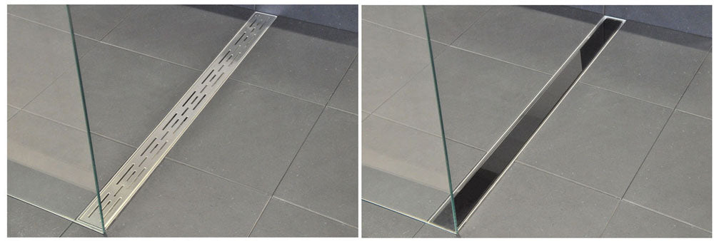 Glasrooster voor douchegoot 80 x 7 cm glanzend zwart