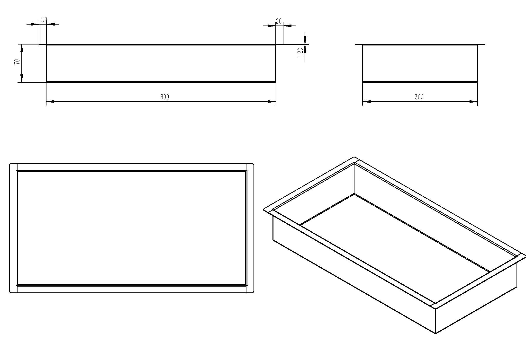 Demis inbouwnis 30 x 60 x 7 cm RVS