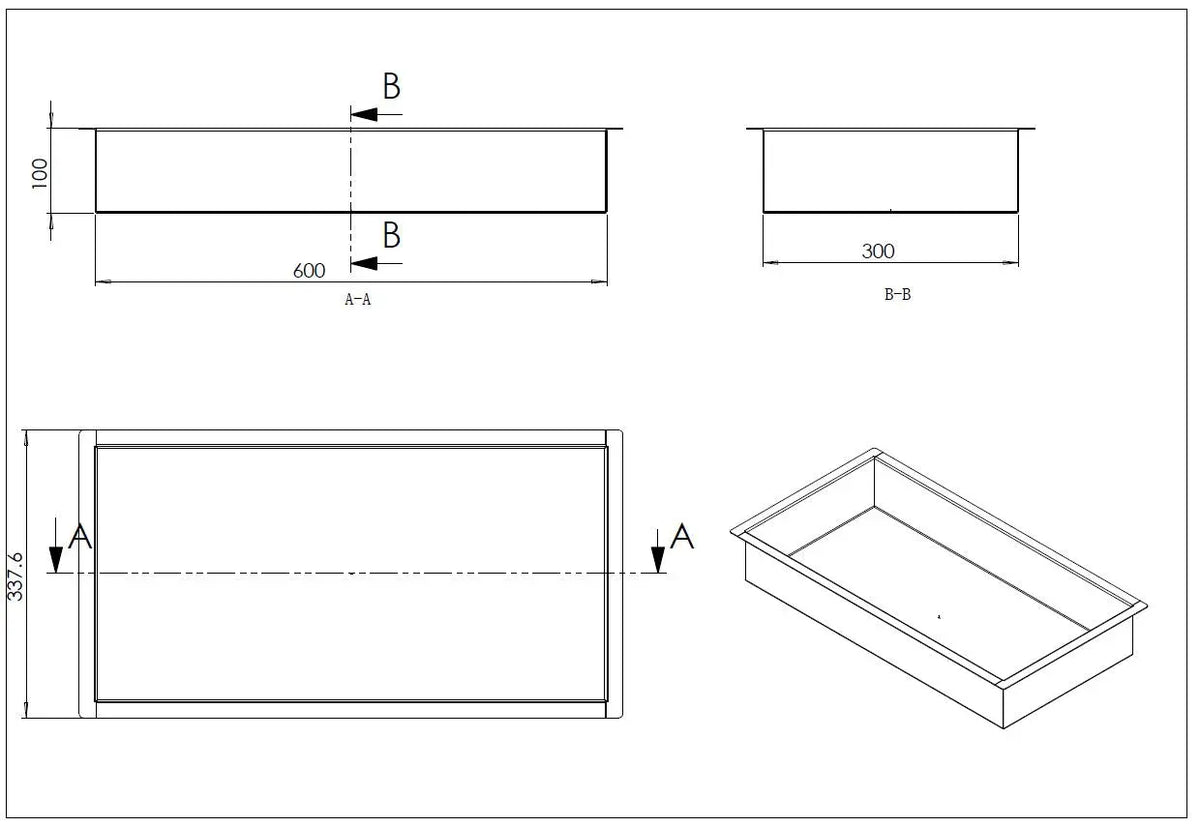 Demis inbouwnis 30 x 60 x 10 cm RVS