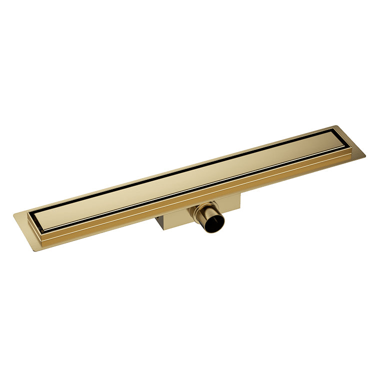 Douchegoot met flens en tegelrooster 100 x 7 cm geborsteld messing PVD