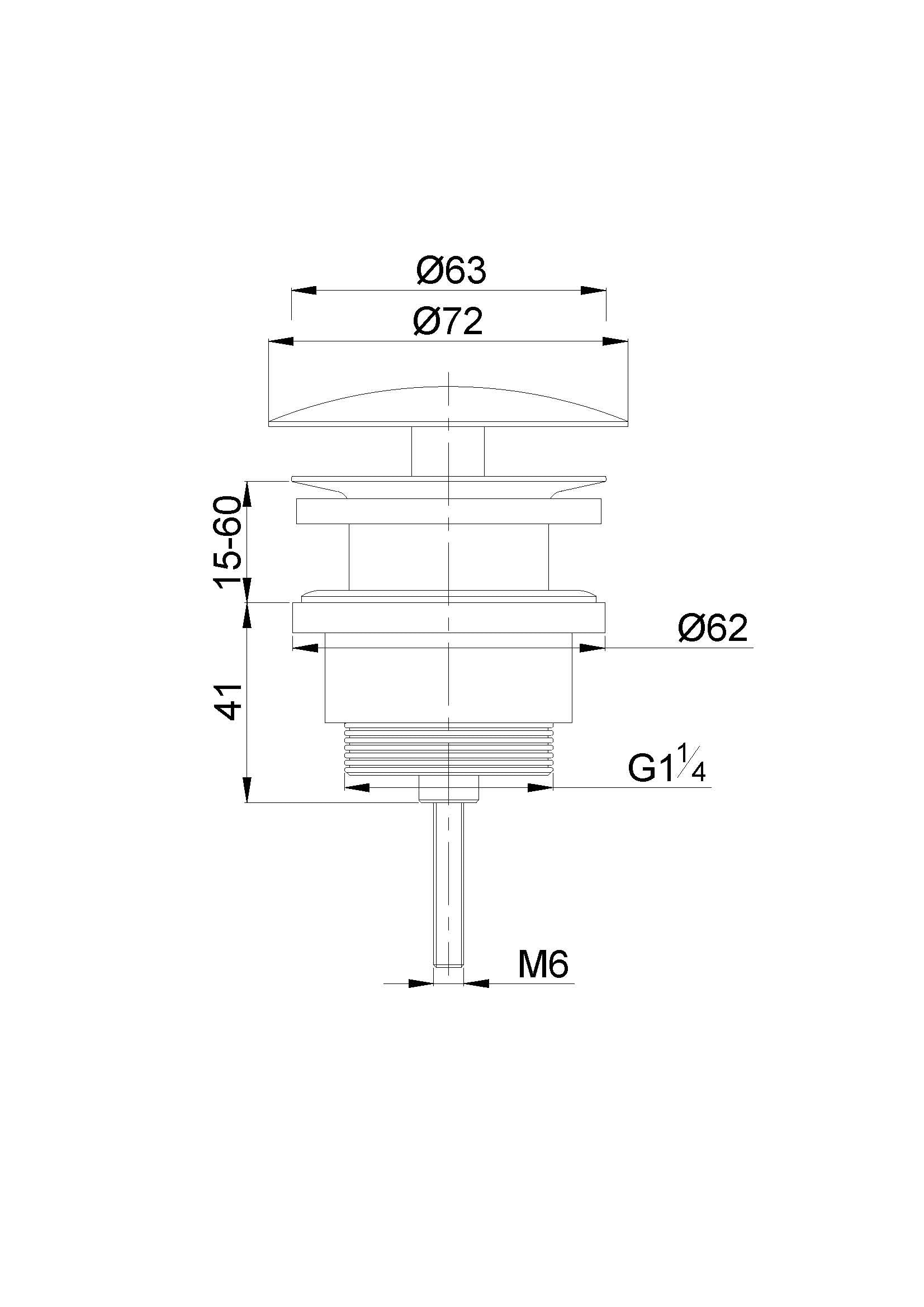 UniMatch open afvoerplug 5/4''chroom