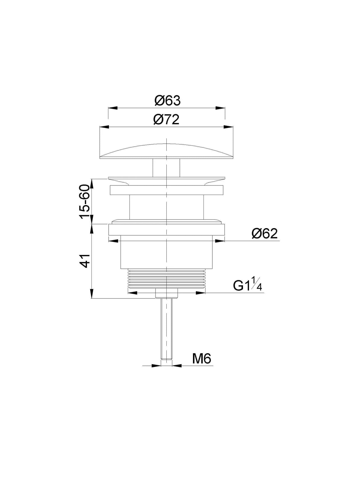 UniMatch open afvoerplug 5/4''chroom