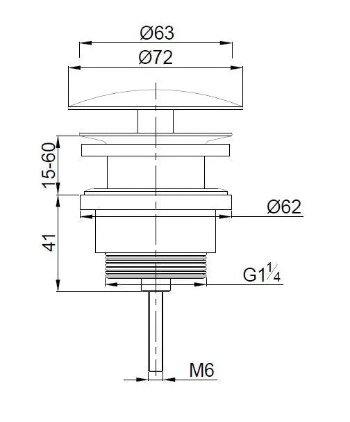 UniMatch open afvoerplug 5/4'' mat zwart