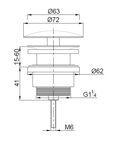 UniMatch open afvoerplug 5/4'' mat zwart