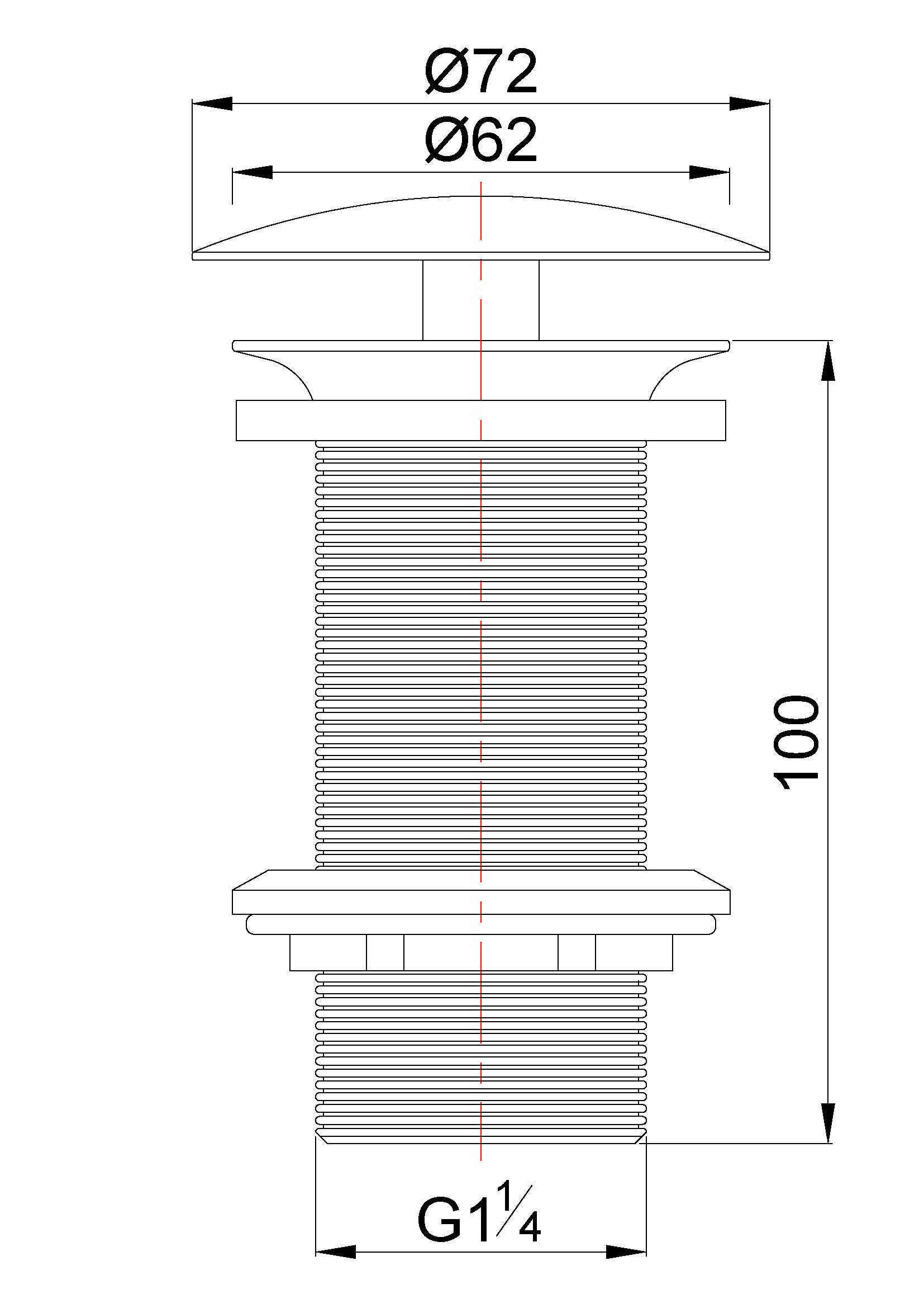 UniMatch open afvoerplug verlengd 5/4" geborsteld brons koper PVD