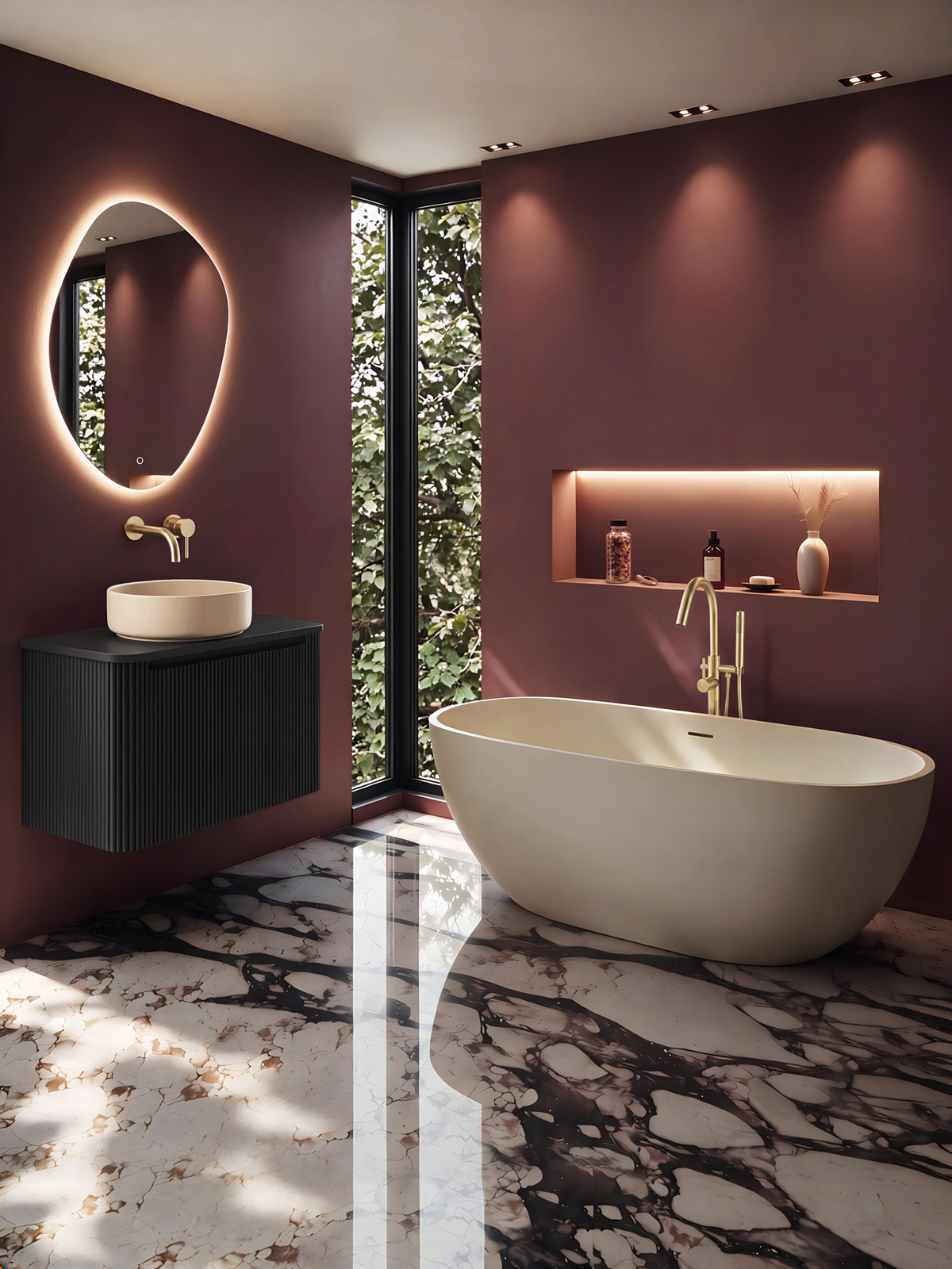 Wiesbaden chiek vrijstaand ligbad 165 x 75 cm solid surface beige
