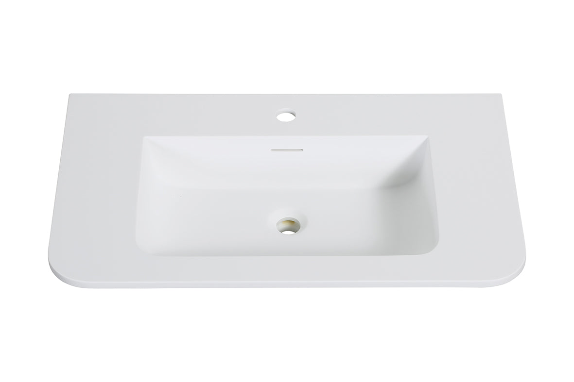 Wiesbaden laro wastafel enkel met 1 kraangat ronde hoeken 80 x 48 x 1,5 cm solid surface mat wit