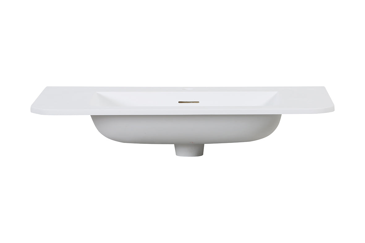 Wiesbaden laro wastafel enkel met 1 kraangat ronde hoeken 80 x 48 x 1,5 cm solid surface mat wit