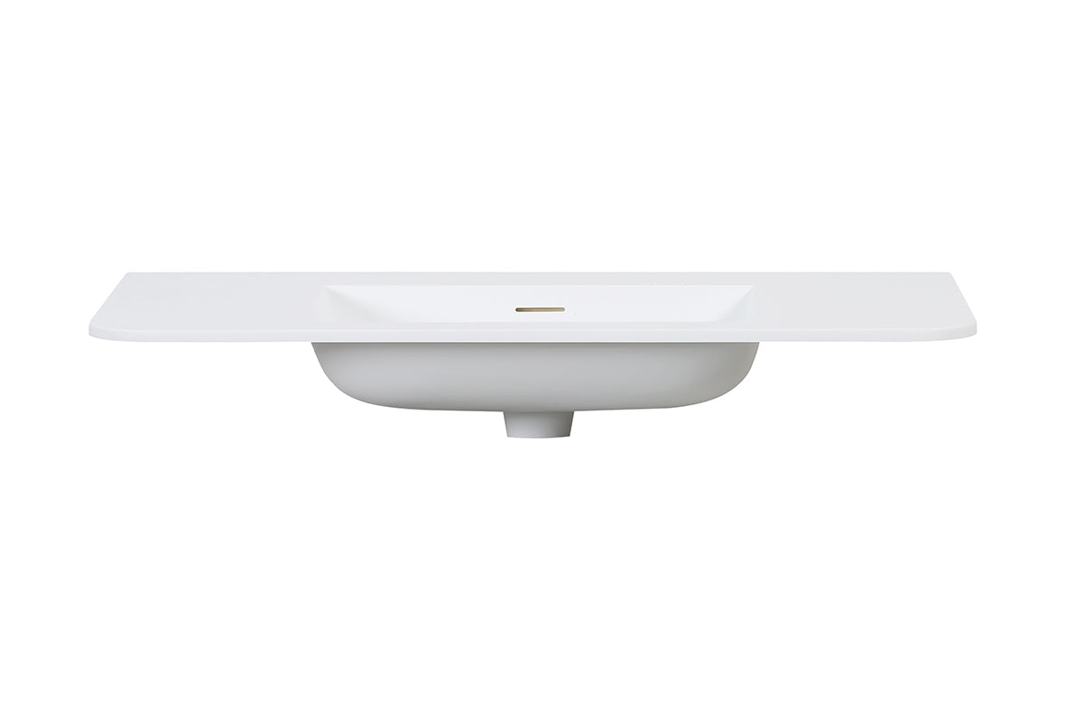 Wiesbaden laro wastafel zonder kraangat ronde hoeken 100 x 48 x 1,5 cm solid surface mat wit