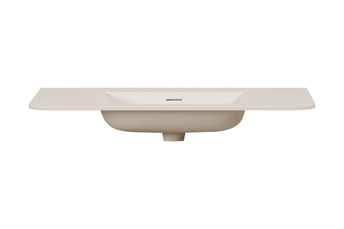 Wiesbaden laro wastafel zonder kraangat ronde hoeken 100 x 48 x 1,5 cm solid surface beige