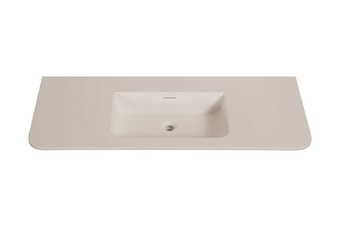 Wiesbaden laro wastafel zonder kraangat ronde hoeken 120 x 48 x 1,5 cm solid surface beige