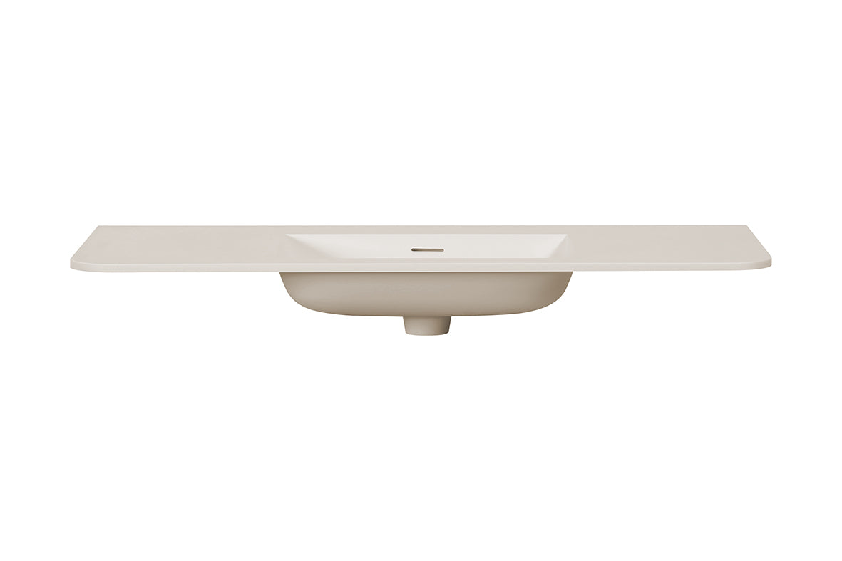 Wiesbaden laro wastafel zonder kraangat ronde hoeken 120 x 48 x 1,5 cm solid surface beige