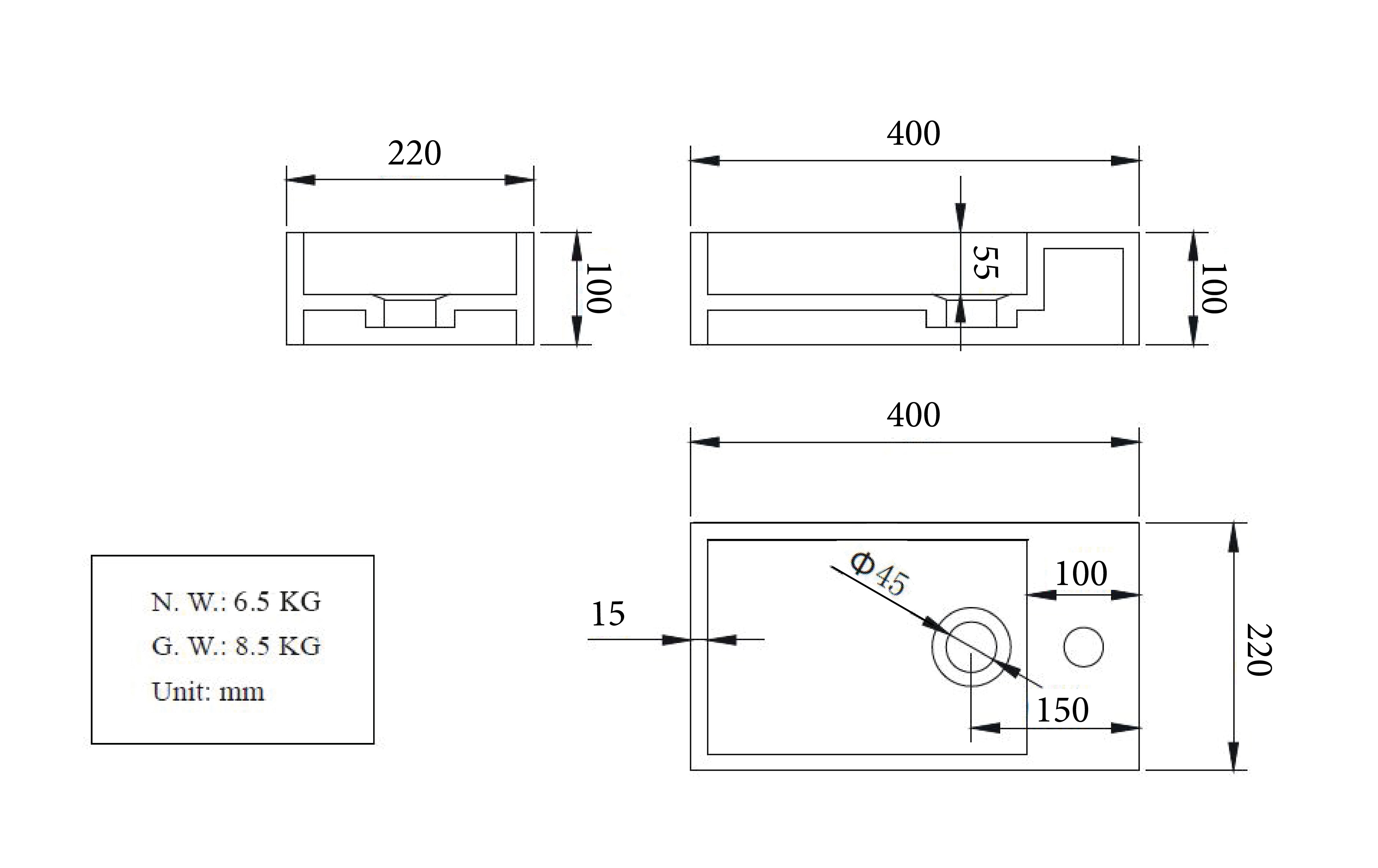 Lotte fontein rechts 40 x 22 x 10 cm solid surface mat wit