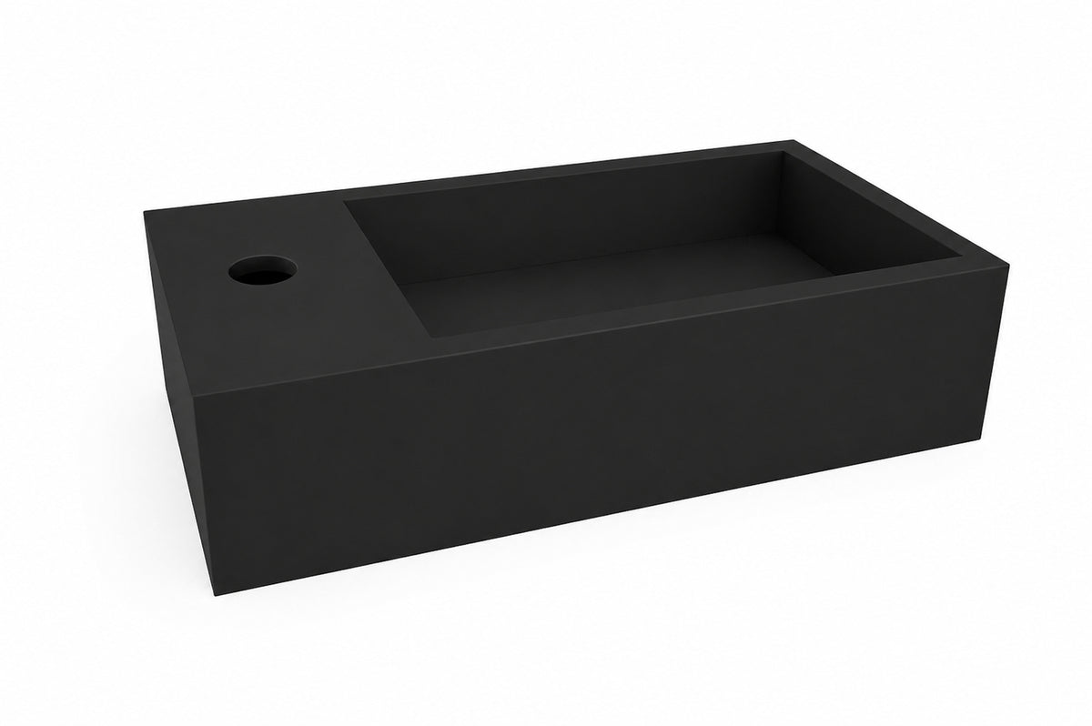 Wiesbaden lotte fontein links 40 x 22 x 10 cm solid surface mat zwart