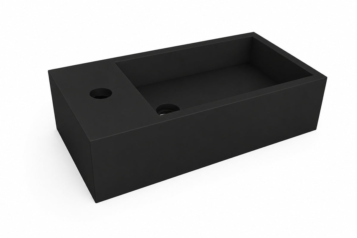 Wiesbaden lotte fontein links 40 x 22 x 10 cm solid surface mat zwart