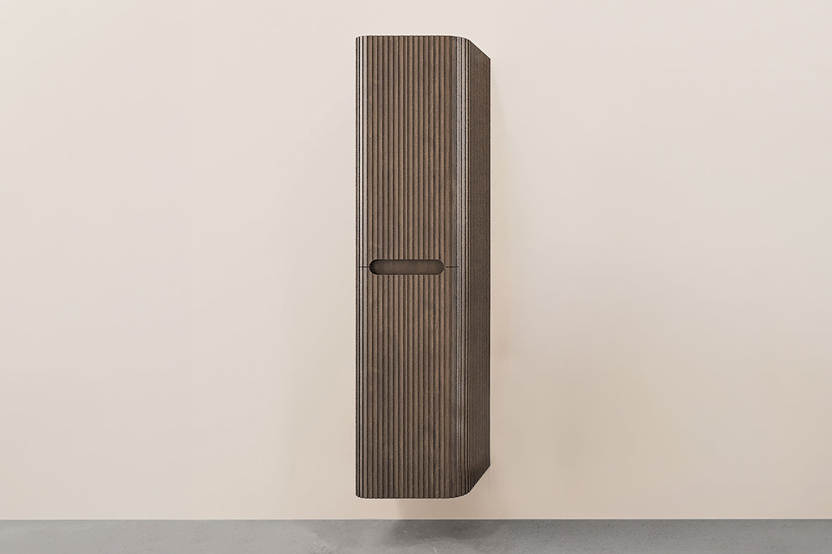 Sulora kolomkast afgeronde hoeken geribbeld 160 x 40 x 35 cm bruin eiken