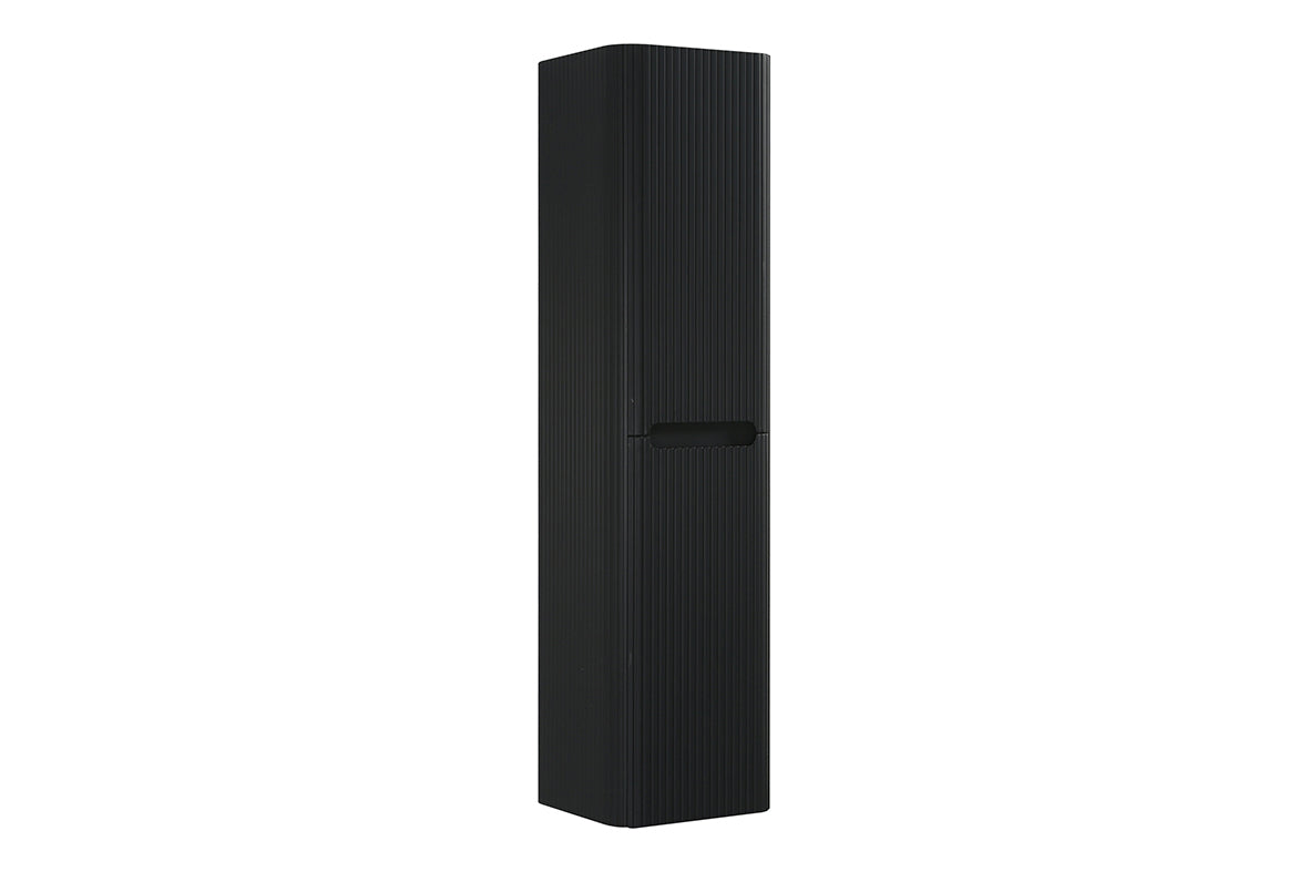 Sulora kolomkast afgeronde hoeken geribbeld 160 x 40 x 35 cm mat zwart