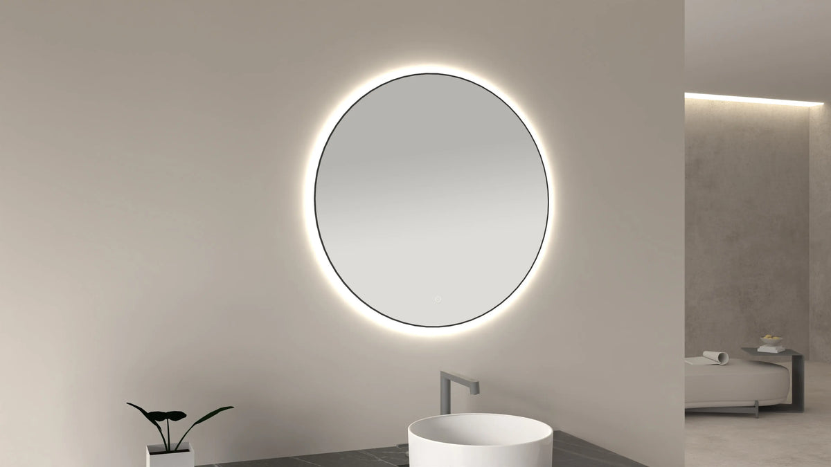 Novi spiegel rond met LED, dimbaar 60 cm mat zwart