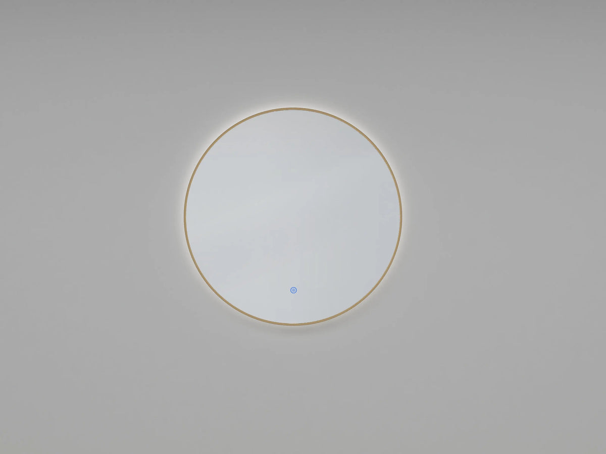 Novi spiegel rond met LED, dimbaar 60 cm geborsteld messing