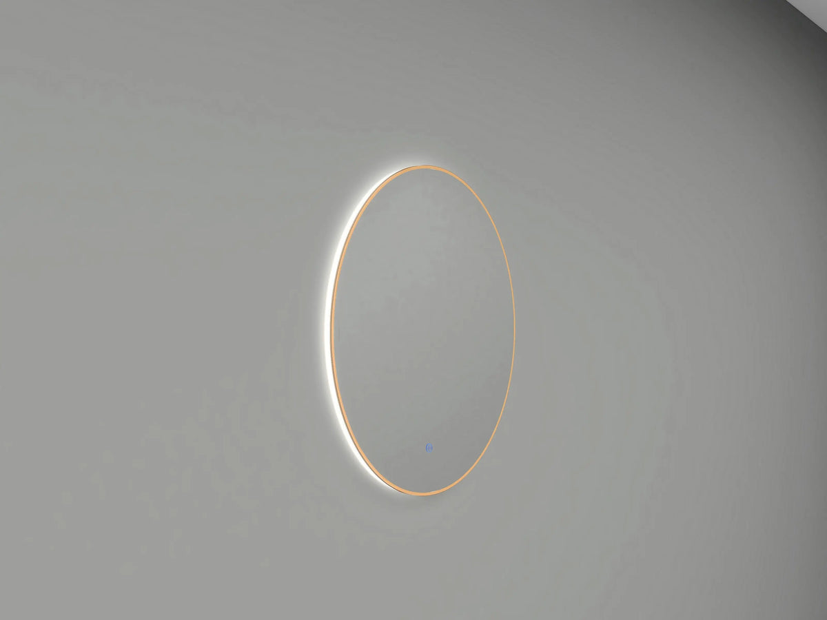 Novi spiegel rond met LED, dimbaar 80 cm geborsteld messing