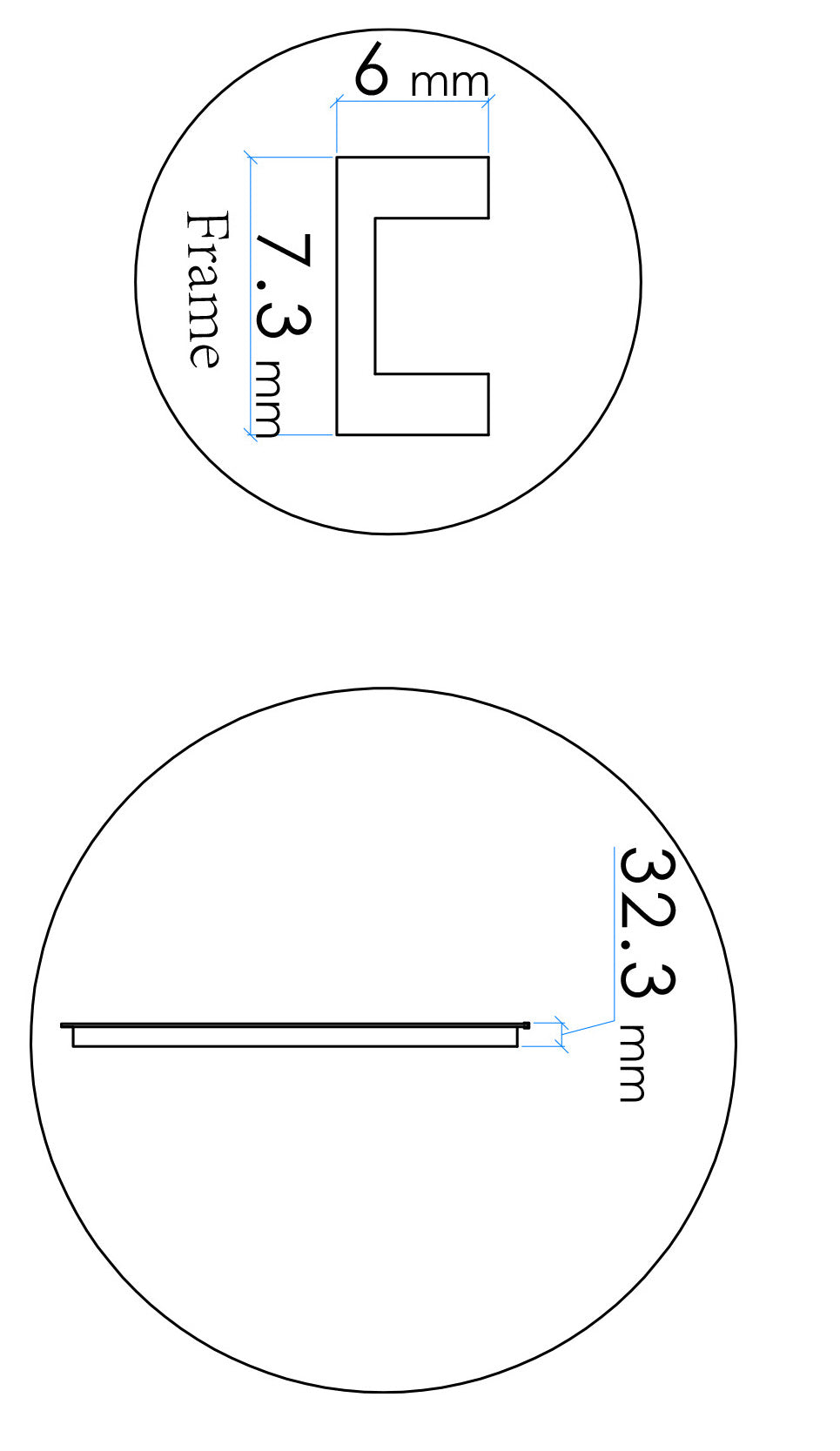 Wiesbaden Novi spiegel rond met LED, dimbaar 80 cm geborsteld messing, maattekening