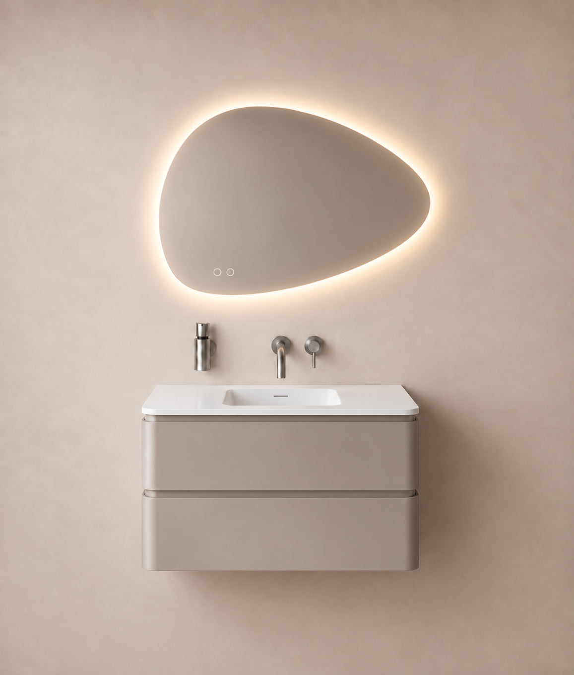 Wiesbaden lumora spiegel organisch met LED, dimbaar en spiegelverwarming 80 x 55 cm