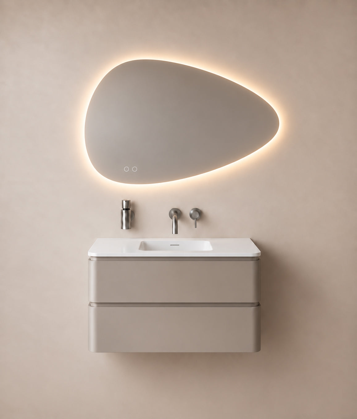 Wiesbaden lumora spiegel organisch met LED, dimbaar en spiegelverwarming 100 x 69 cm