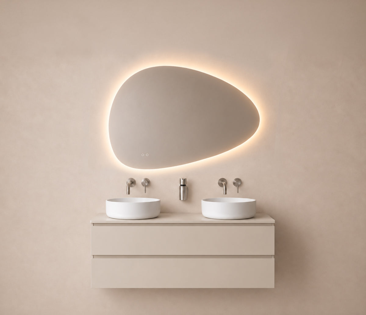 Wiesbaden lumora spiegel organisch met LED, dimbaar en spiegelverwarming 120 x 80 cm