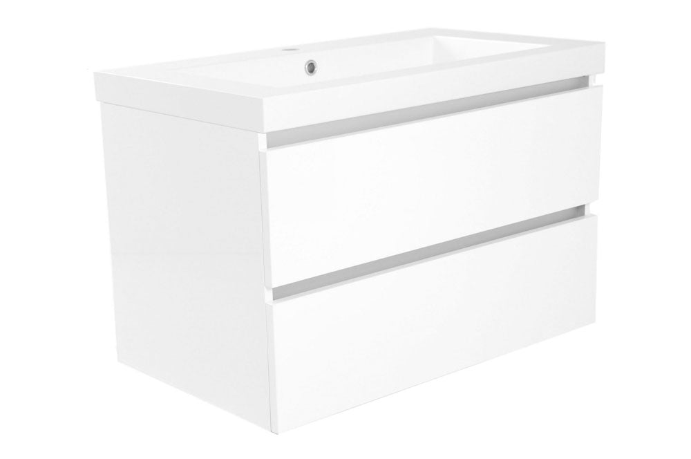 Vision wastafel enkel met 1 kraangat 80x46x5,5 cm kunstmarmer glans wit