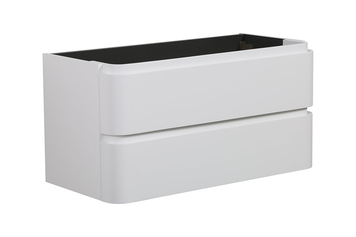 Wiesbaden novira onderkast afgeronde hoeken met 2 laden 1 uitsparing 100 x 48 cm mat wit