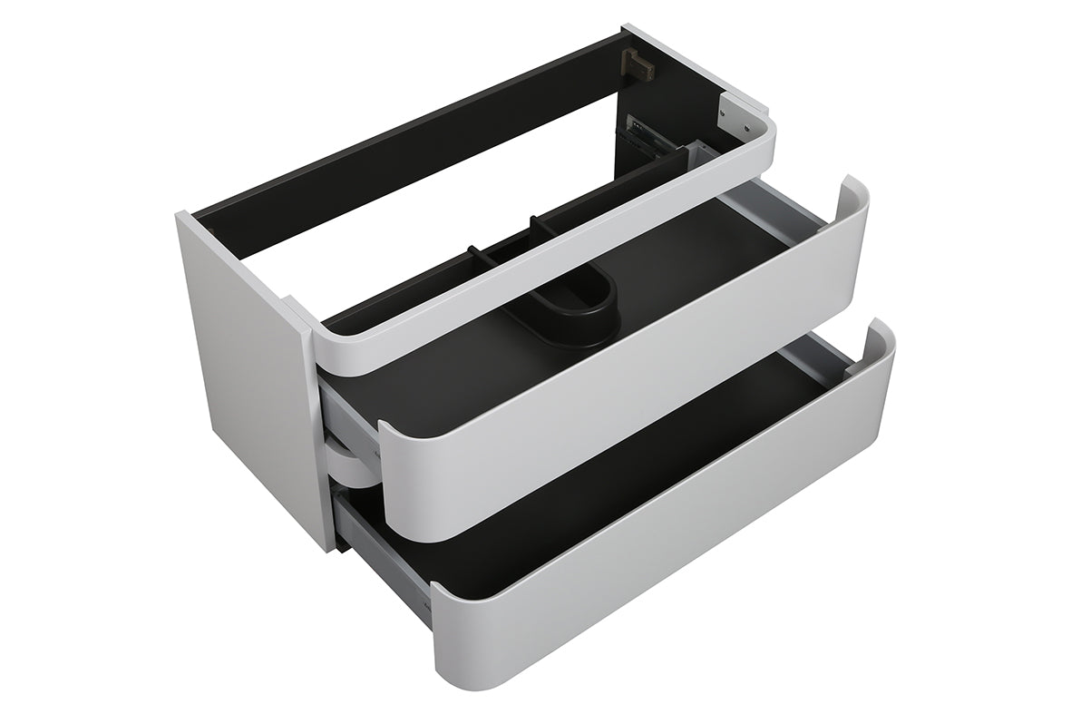 Wiesbaden Novira onderkast afgeronde hoeken met 2 laden 1 uitsparing 120 x 48 cm mat wit